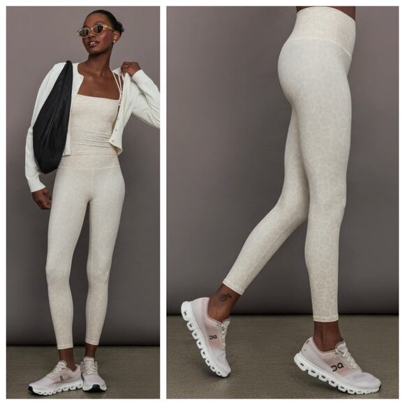 Carbon38 Pants - Carbon38 Ivory Leopard Print Leggings Large High Rise Activewear